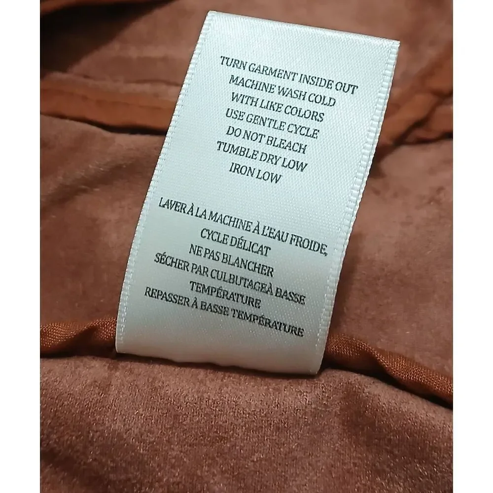 Blank nyc womens large rust brown faux suede leather fall jacket
